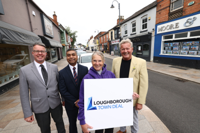 Represenatives from Charnwood Borough Council and Love Loughborough in the town centre