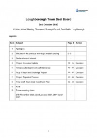 Loughborough Town Deal - Virtual Meeting Agenda - October 2, 2020