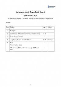 Loughborough Town Deal Board Agenda January 22, 2021