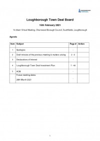 Loughborough Town Deal Board Meeting - Agenda - February 15, 2021 (updated version)