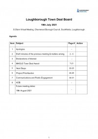 Loughborough Town Deal Board Meeting - July 19, 2021 - Meeting Agenda